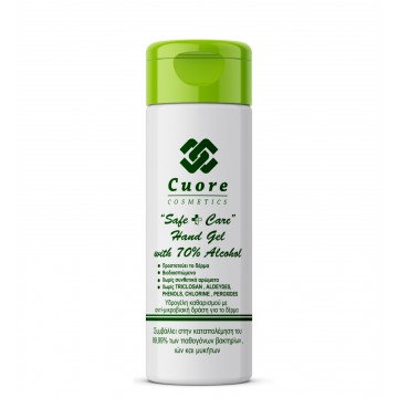 Cuore Cosmetics Safe + Care | Τζελ Χεριών με 70% Αλκοόλη 250ml
